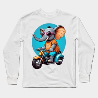 Motorbike Riding Elephant Long Sleeve T-Shirt